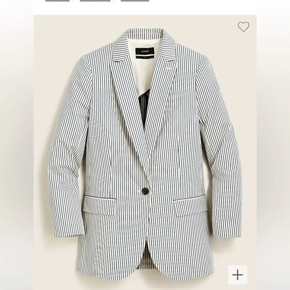 J. Crew Cotton Alfie Blazer in Striped Chino- Single Breasted Vintage Prep Style